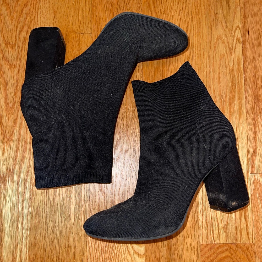 Black block heel booties